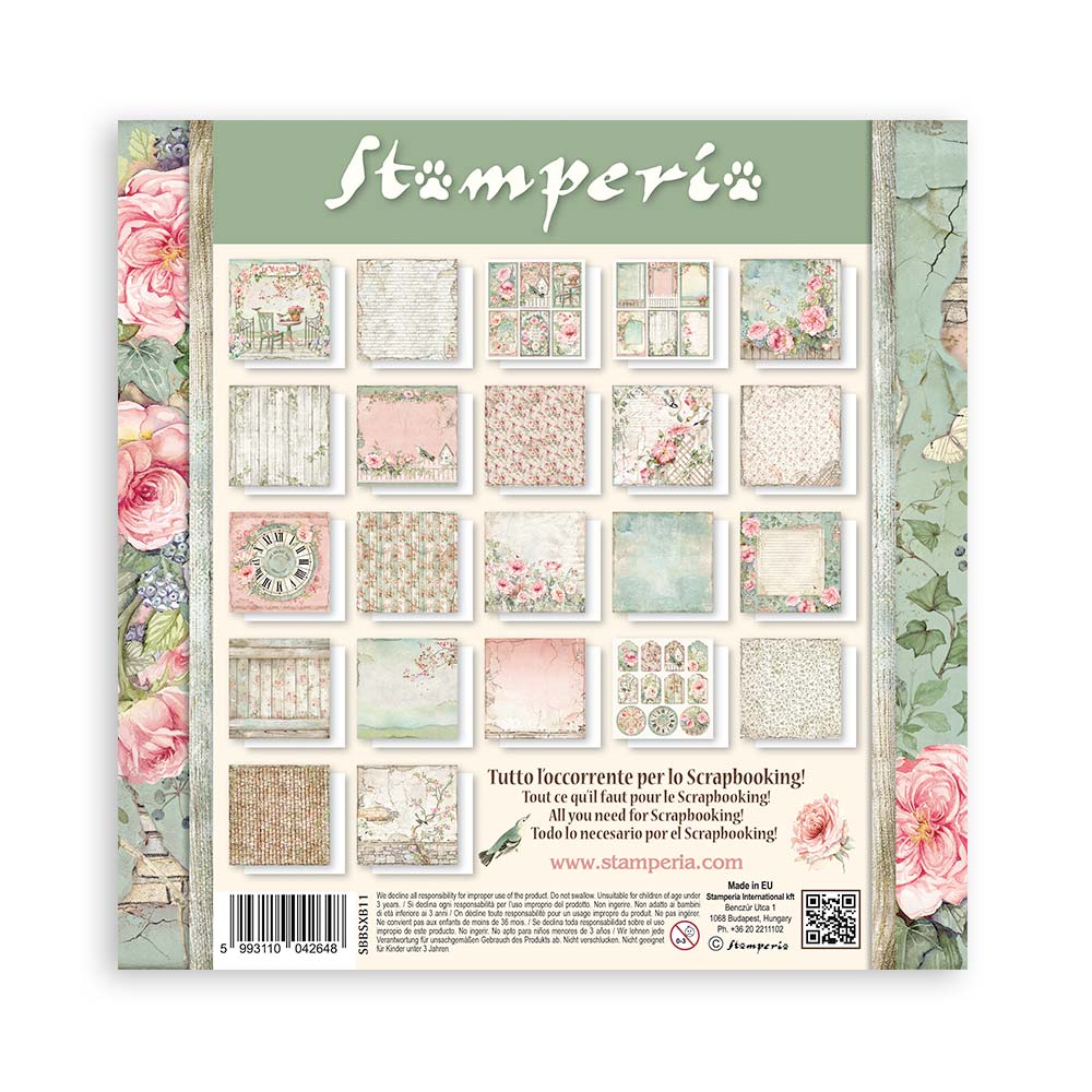 Scrapbooking Pad 22 sheets cm 20,3X20,3 (8"X8") Single Face House of Roses  - 24