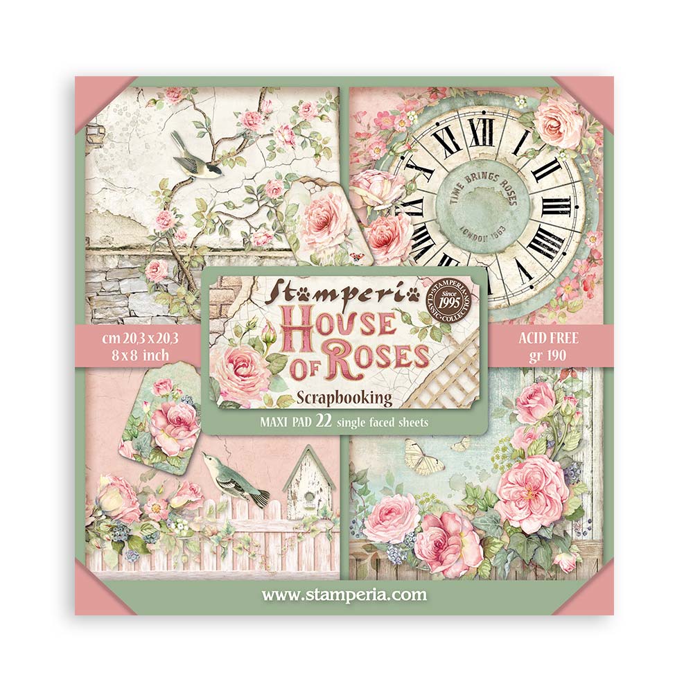 Scrapbooking Pad 22 sheets cm 20,3X20,3 (8"X8") Single Face House of Roses 