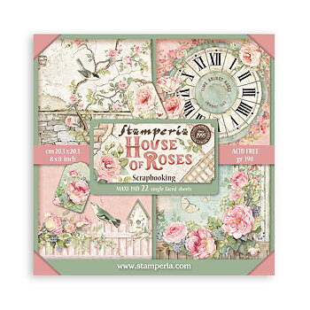Scrapbooking Pad 22 sheets cm 20,3X20,3 (8"X8") Single Face House of Roses 