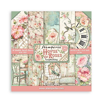Scrapbooking Small Pad 10 sheets cm 20,3X20,3 (8"X8") - House of Roses 