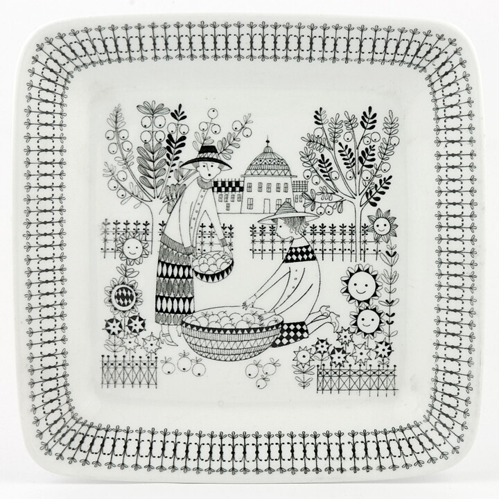ライヤ・ウオシッキネン  Emiliaシリーズ  四角いお皿  Dish  (18cm)  1959年 (3)