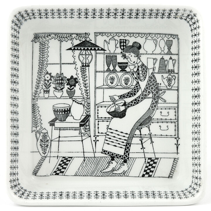 ライヤ・ウオシッキネン  Emiliaシリーズ  四角いお皿  Bowl (14cm)  1959年 (3)