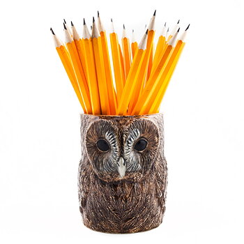 Pennkopp Tawny owl, Handmålat stengods från Quail Ceramics
