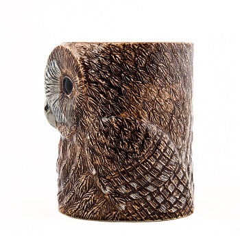 Pennkopp Tawny owl, Handmålat stengods från Quail Ceramics