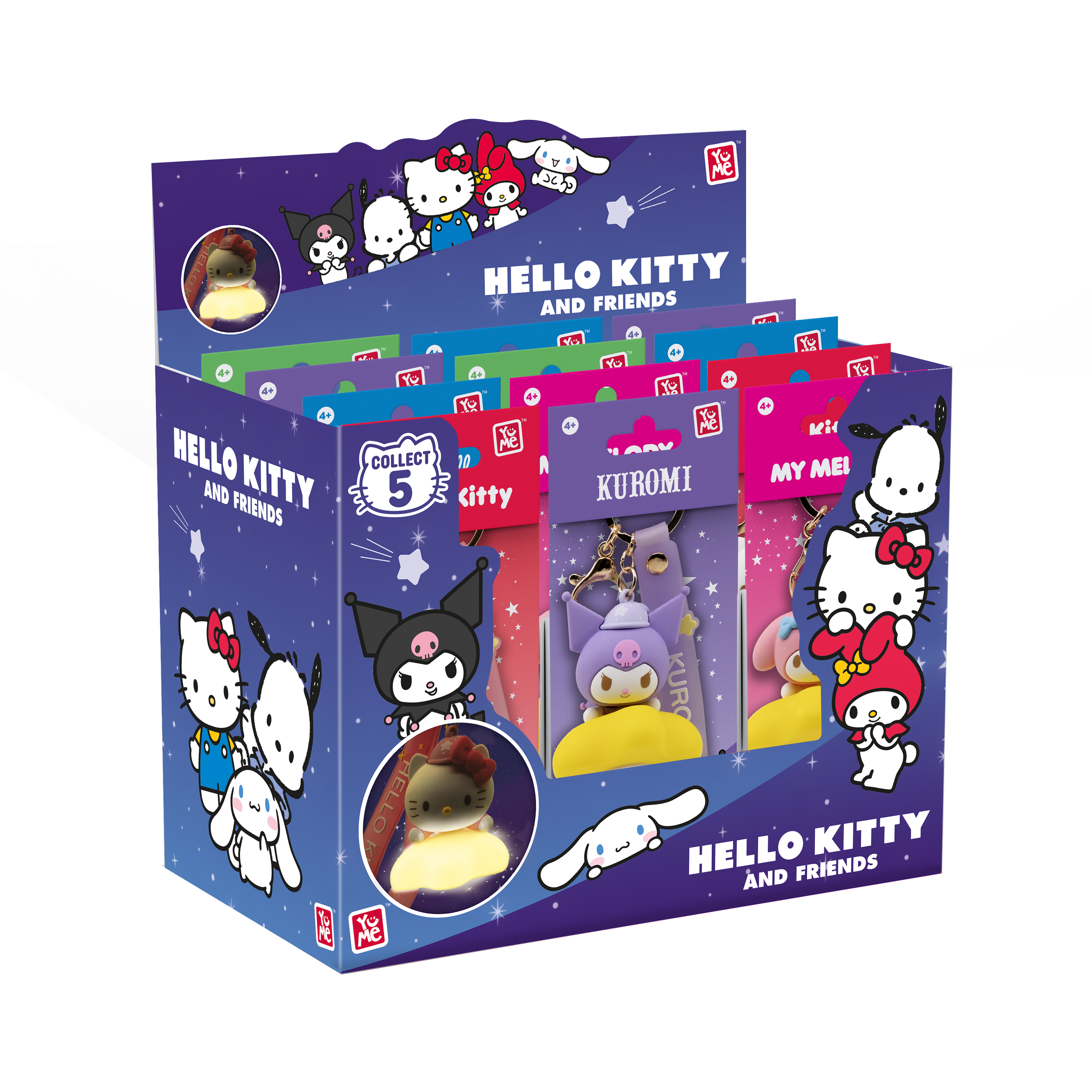 Hello Kitty and Friends 3D nyckelring/bag charm & Rem med Lampa - Light-Up Star Series - Pochacco - 3