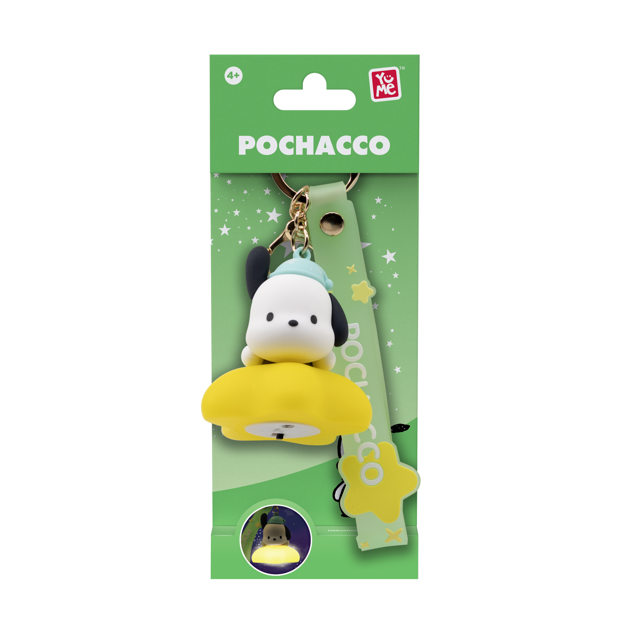 Hello Kitty and Friends 3D nyckelring/bag charm & Rem med Lampa - Light-Up Star Series - Pochacco - 2