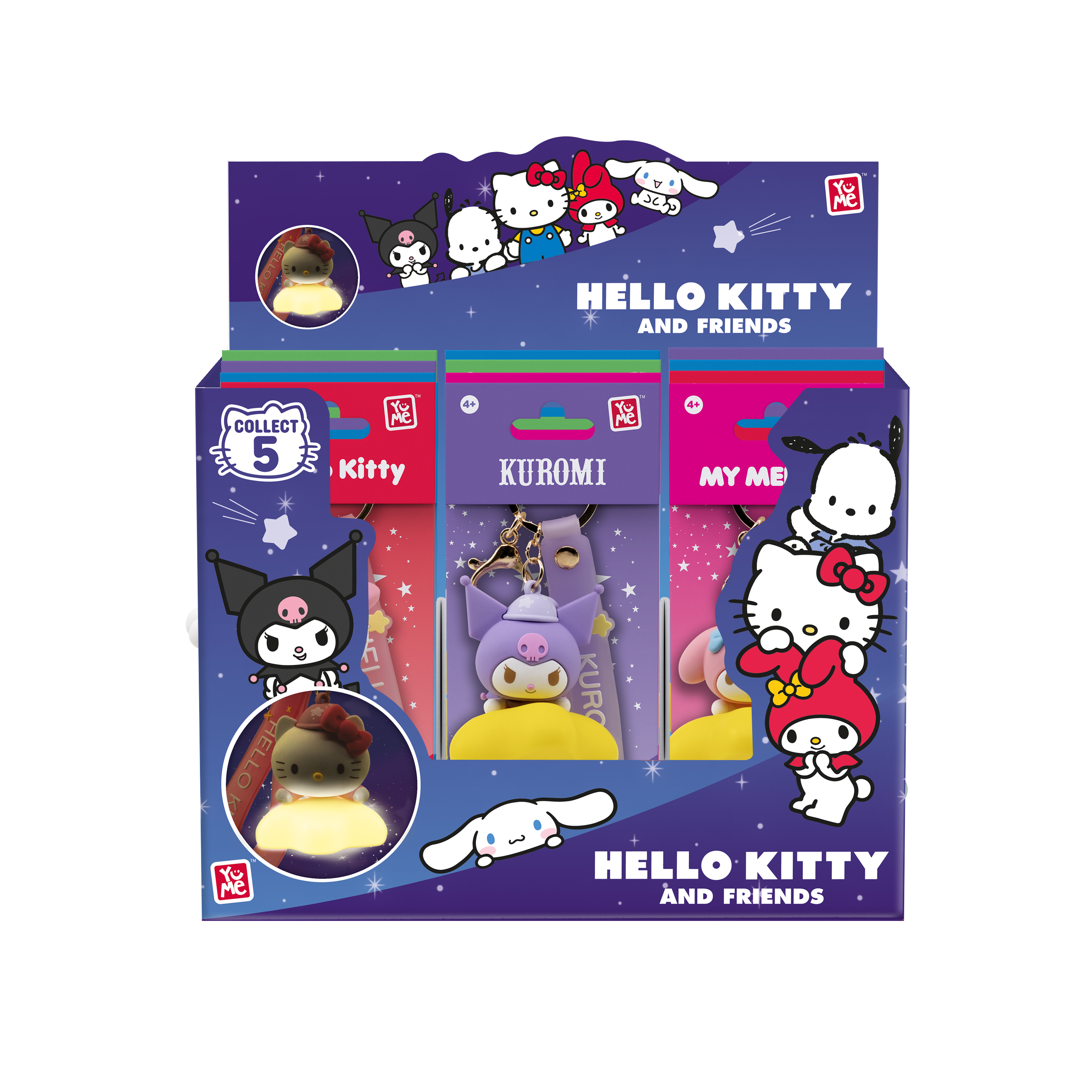 Hello Kitty and Friends 3D nyckelring/bag charm & Rem med Lampa - Light-Up Star Series - Pochacco - 7