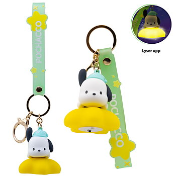 Hello Kitty and Friends 3D nyckelring/bag charm & Rem med Lampa - Light-Up Star Series - Pochacco