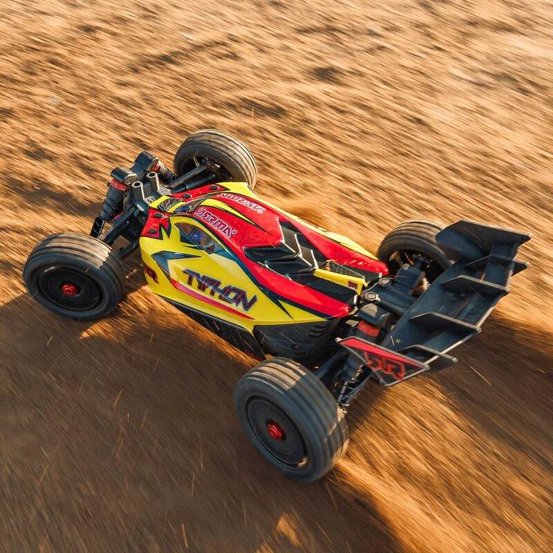 ARRMA 1/8 TYPHON MEGA 665 4X4 RTR Brushed Buggy, Yellow - 7