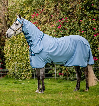Horseware Amigo Ripstop Hoody Fly Sheet - Azure Blue/Navy & Electric Blue