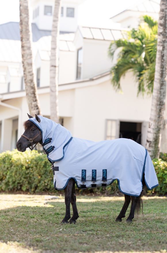 Horseware Amigo Petite Ripstop Hoody Flugtäcke - Azure Blue/Navy & Electric Blue (65cm (3'3