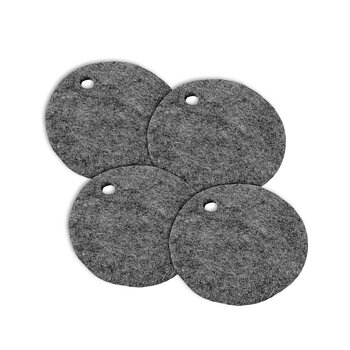 Wooldesign underlägg av tovad ull, 10 cm, 4-pack, grafitgrå