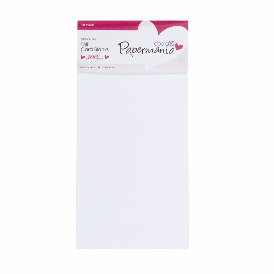 DOCRAFT - Papermania  -Tall Cards & Envelopes White (10pk) "Slimline"