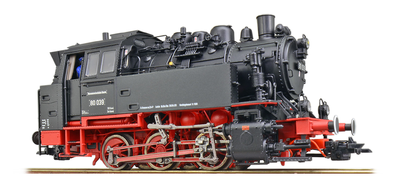 Dampflok, H0, BR80, 80 039 Museum, Schwarz, Ep VI, Vorbildzustand um 2010, LokSound, Doppelraucherzeuger, Rangierkupplung, DC/AC