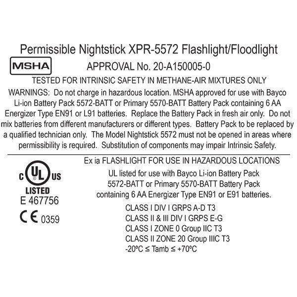 Lykt, Nightstick XPR-5572RM ATEX oppladbar lykt (200 lumen) LED - 11