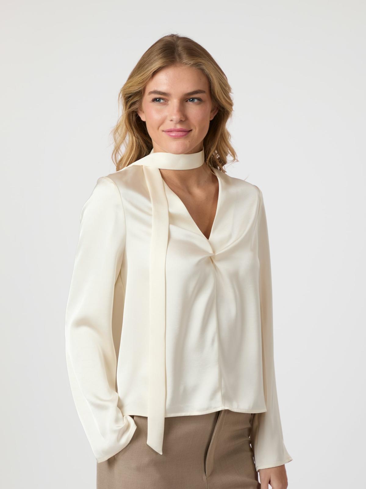 Neo Noir Susanna Heavy Sateen Blouse, Pearl - 2