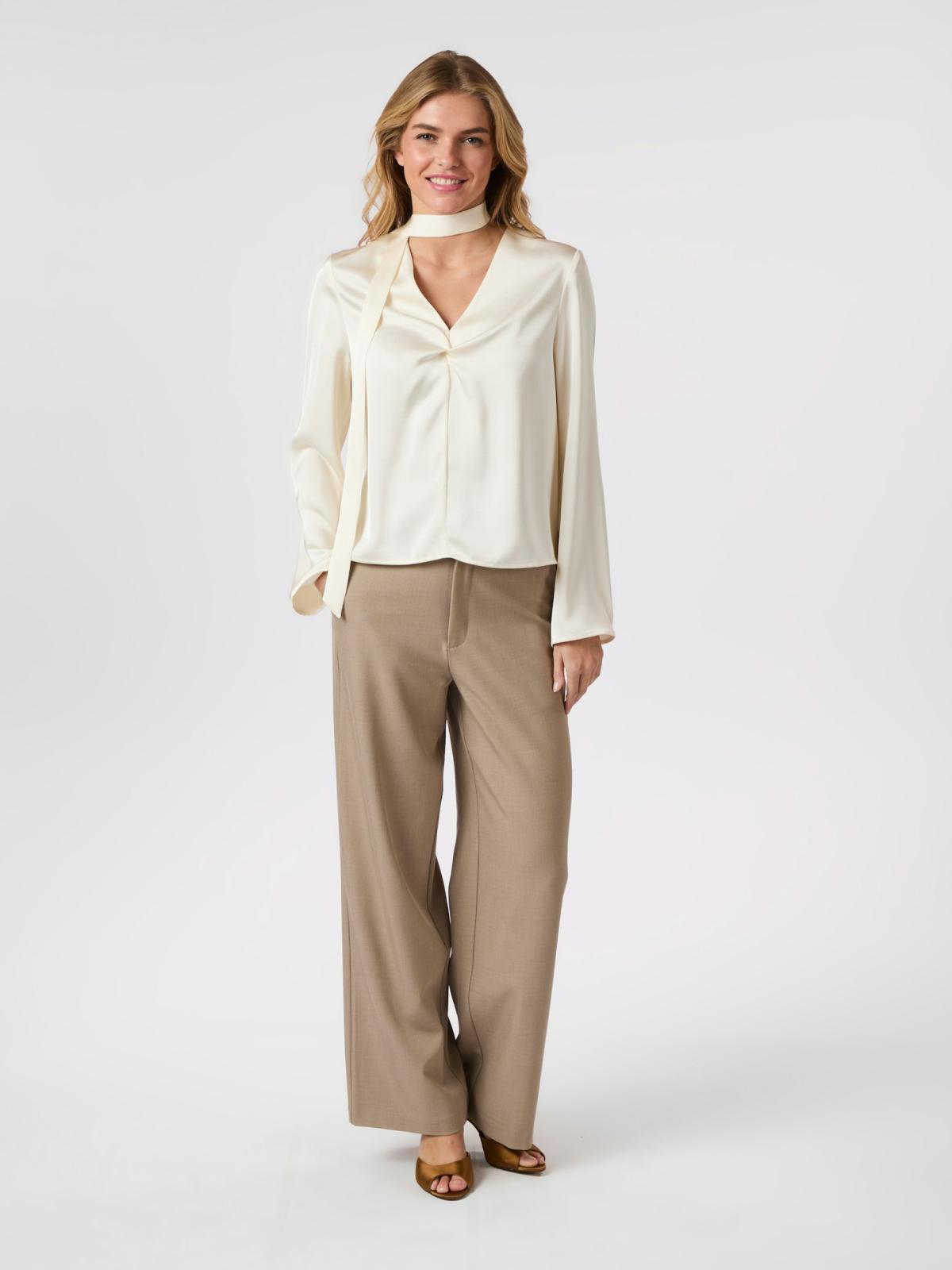 Neo Noir Susanna Heavy Sateen Blouse, Pearl - 5