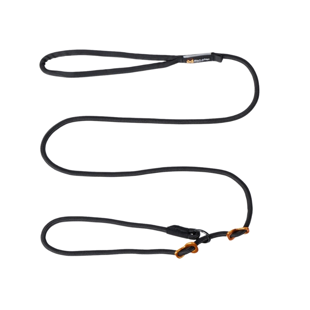 Non-stop retriever leash black and orange
