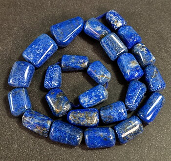 Lapis Lazuli Pärlor på Sträng - Trumlad rektangel
