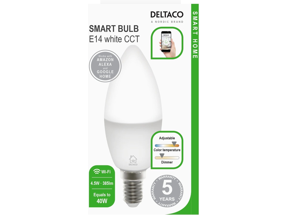 DELTACO Smart glödlampa E14