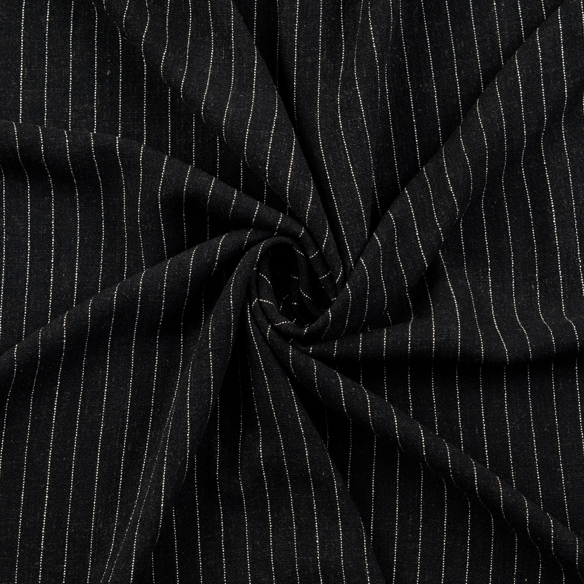 VISCOSE/LINNEN SLUB -  BLACK STRIPE