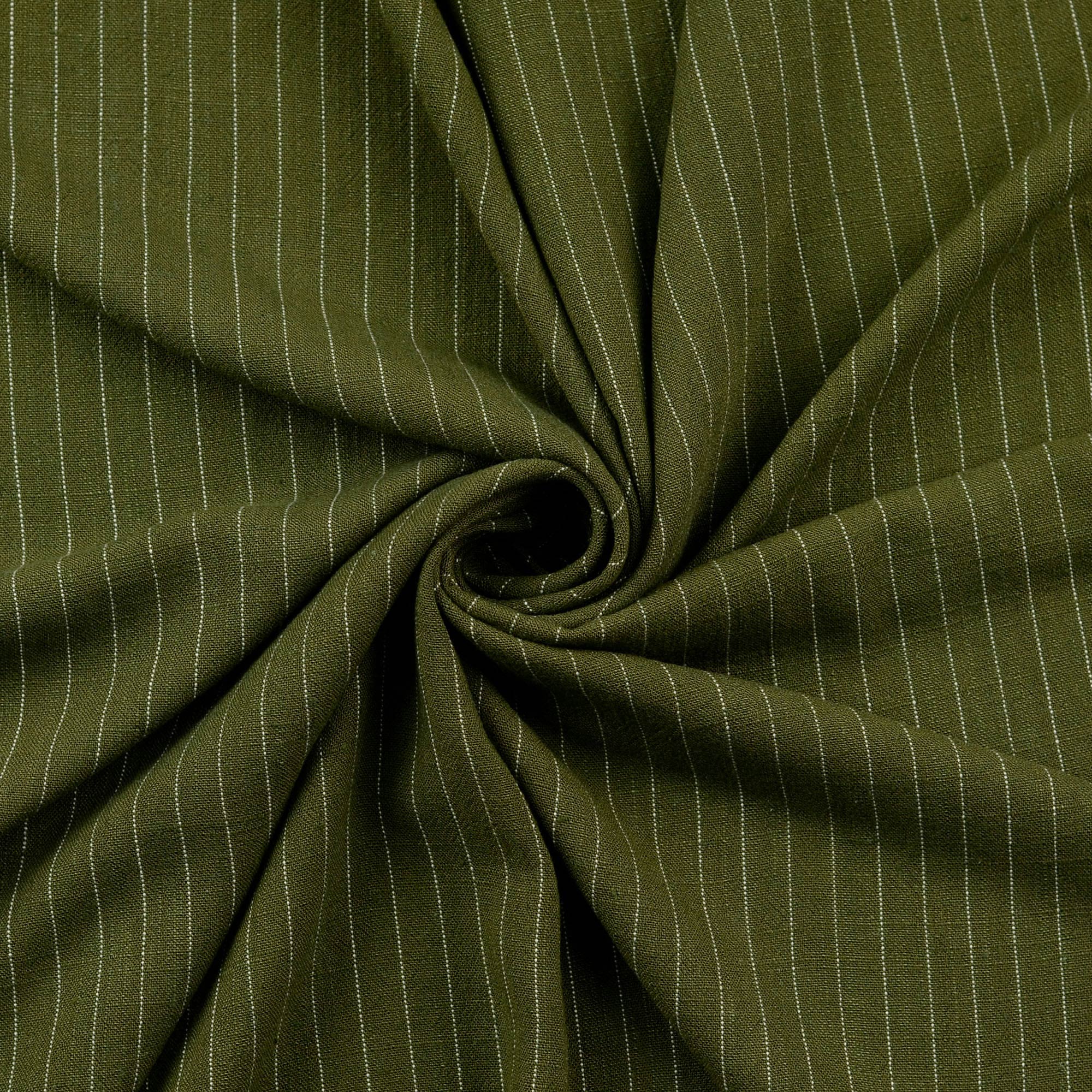 VISCOSE/LINNEN SLUB -  OLIVE STRIPE