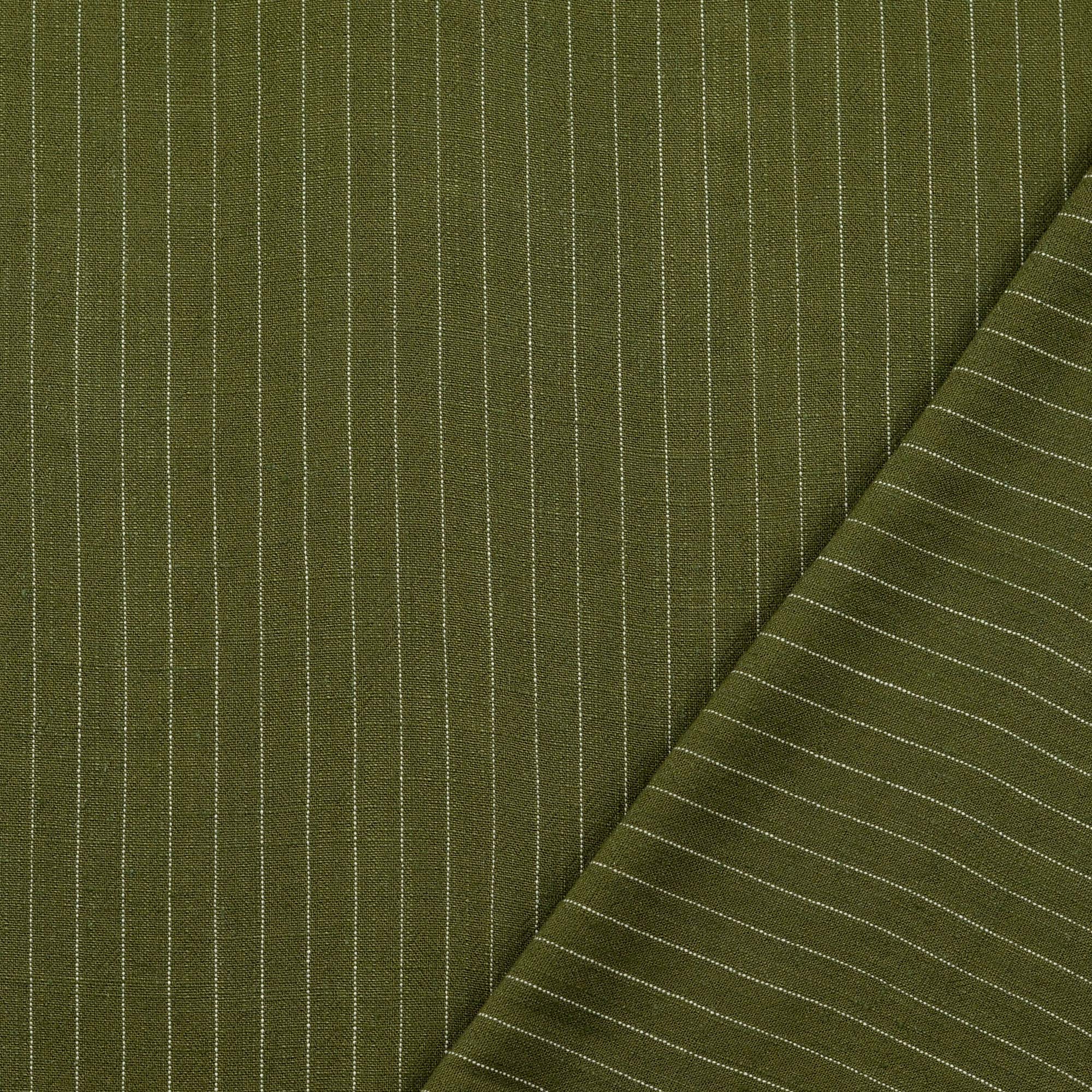 VISCOSE/LINNEN SLUB -  OLIVE STRIPE - 2