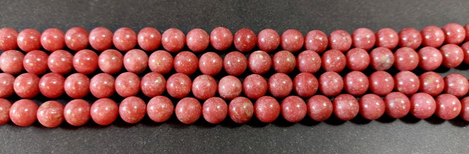 Norsk Röd Thulit Pärlor på Sträng - Runda 8mm