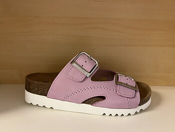 Scholl biosandal Moldava i rosa skinn. Bioprint Adapta.