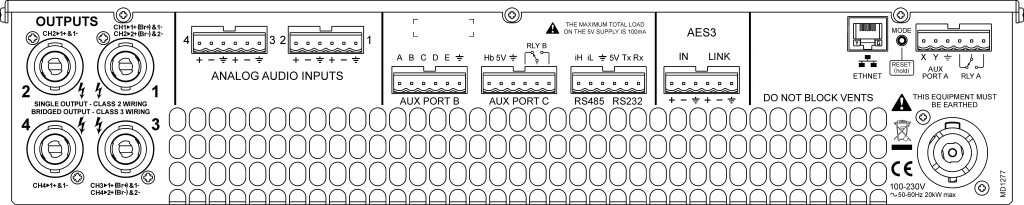 44 C6  4x 1,500W at 2 or 4 Ohm nominal load - 2