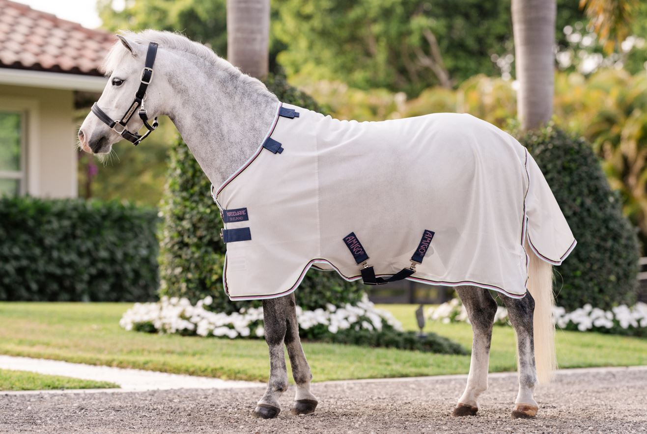 Horseware Amigo Bug Rug Pony Flugtäcke - Silver/Lime, Navy, Pink & Blue (75cm (3'9