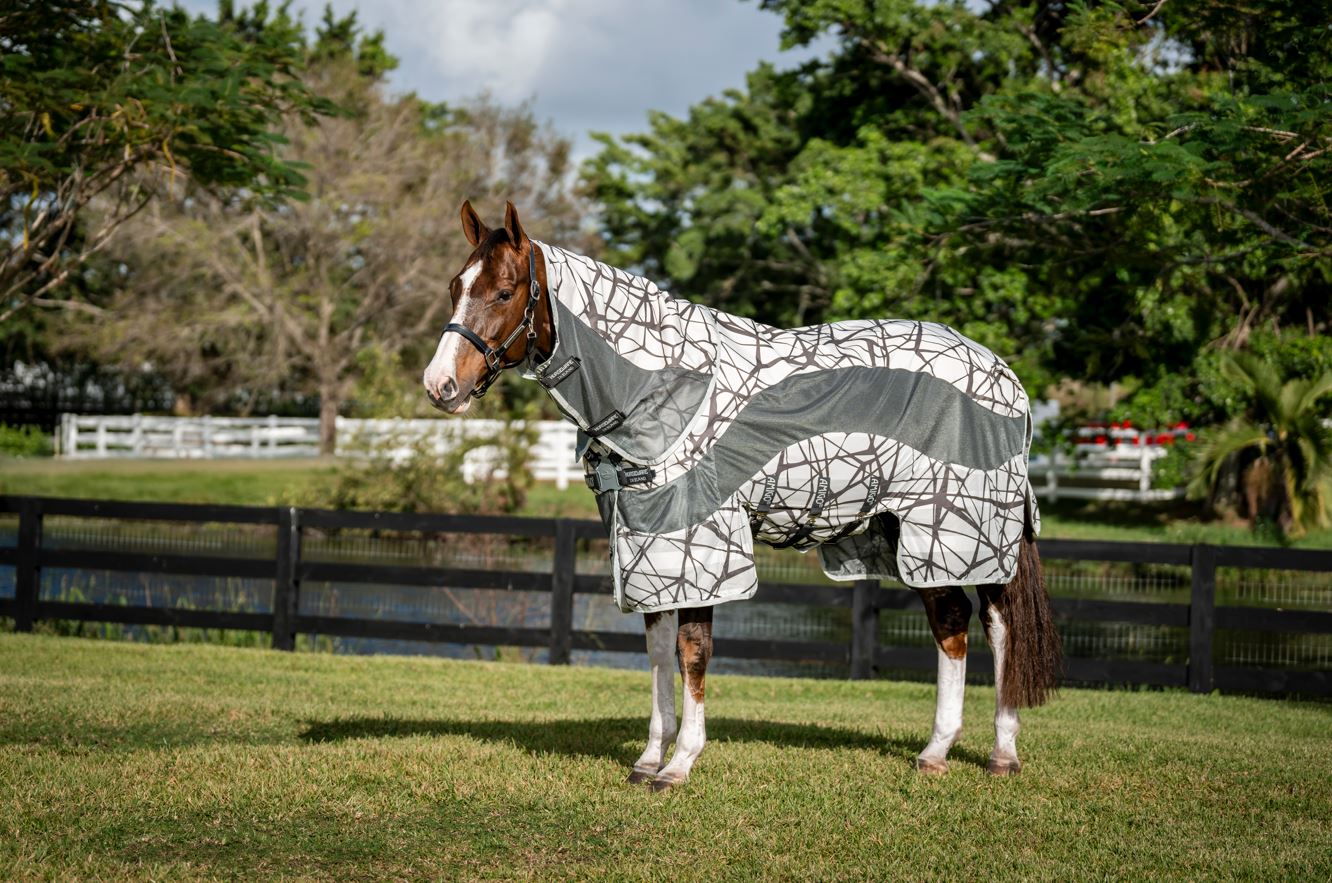 Horseware Amigo 3-in-1 CamoFly Plus Flugtäcke - CamoFly Print/Grey (115cm (5'6
