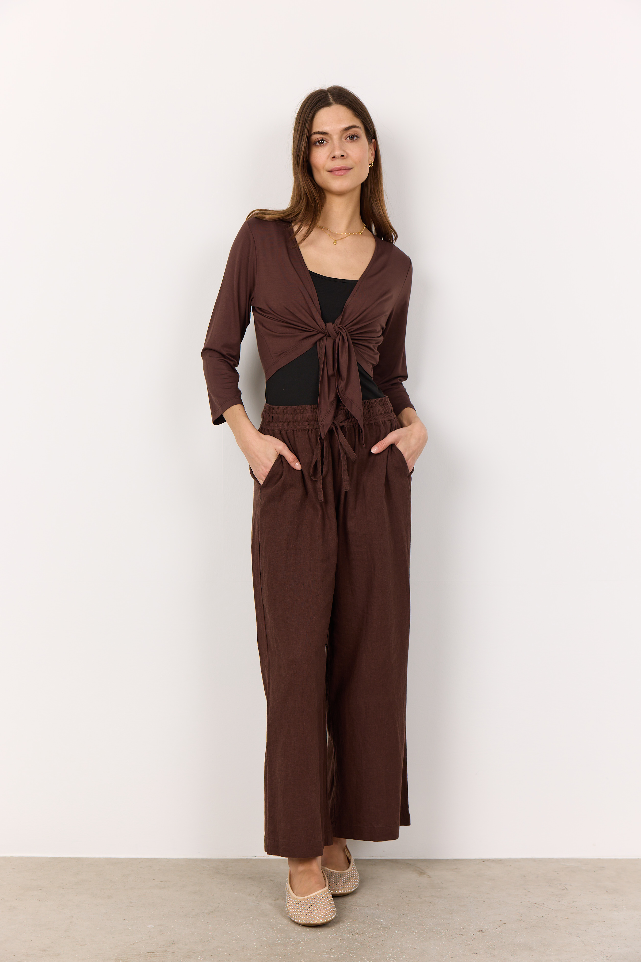 SC-Marica 285 Cardigan, Brun kofta med knyt