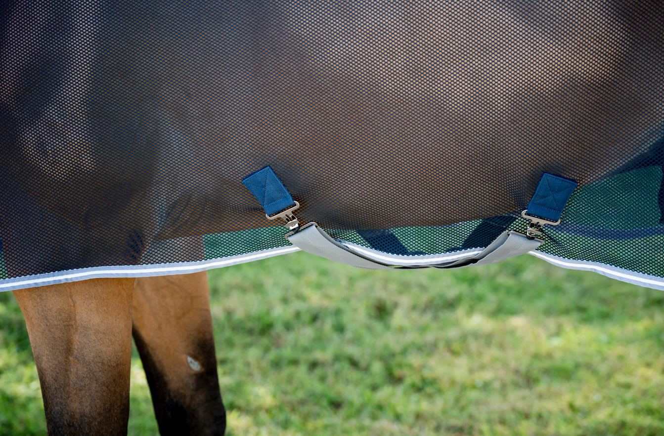 Horseware Amigo Net Cooler Sheet (No Fill) – Navy/Titanium Grey & Silver - featherlight 