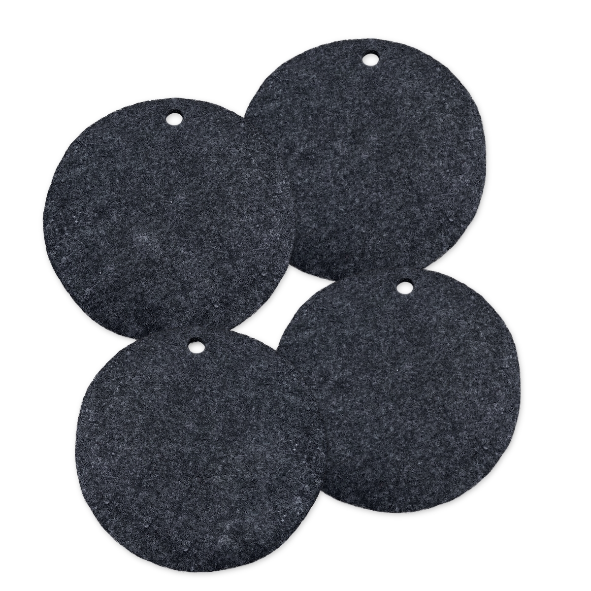 Wooldesign underlägg av tovad ull, 25 cm, 4-pack, svartgrå