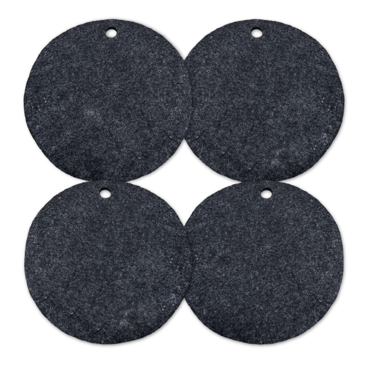 Wooldesign underlägg av tovad ull, 33 cm, 4-pack, svartgrå