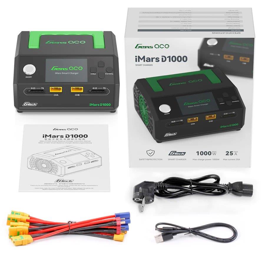Gens ace iMars D1000 Smart Charger | Dual Channel | AC 1000W | G-Tech - 6