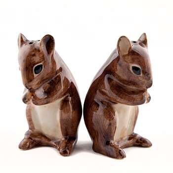 Salt & peppar Mouse, handmålat stengods från Quail Ceramics