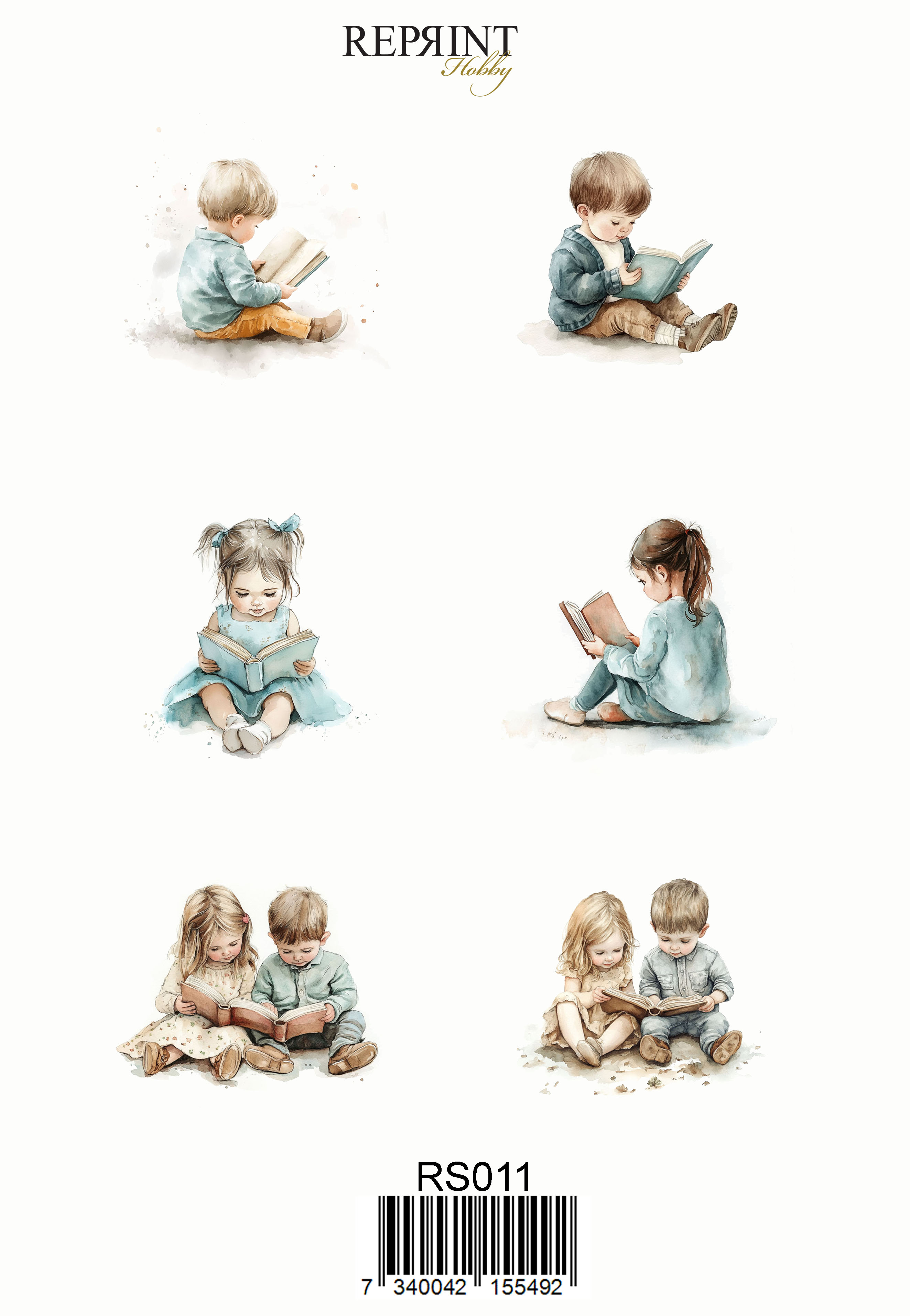 Stickers Reprint - The Bookshop Collection Children Reading  -  11x16 cm
