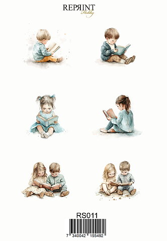 Stickers Reprint - The Bookshop Collection Children Reading  -  11x16 cm