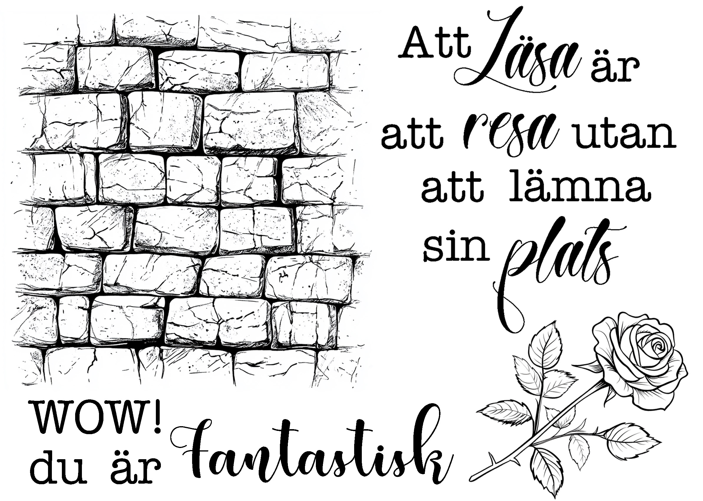 Stämpelset Reprint - The Bookshop Collection  Svensk Text  -  10 x 7,5 cm