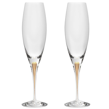 Orrefors Intermezzo Gold Champagne set of 2