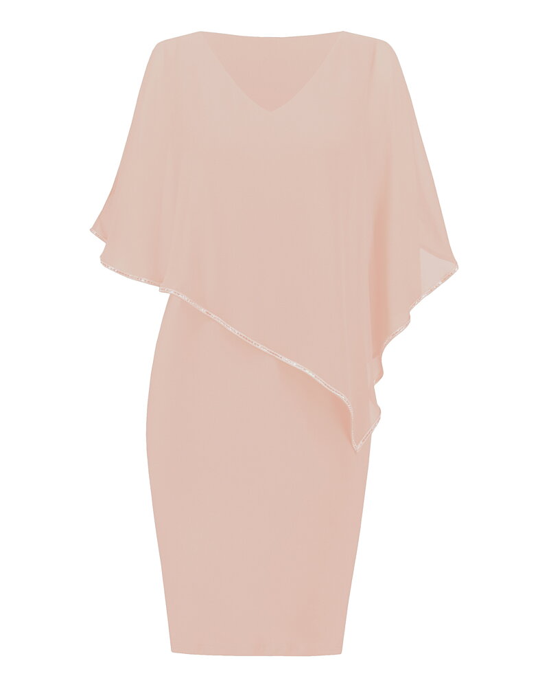 Klänning v-ringad strass/poncho ljusrosa