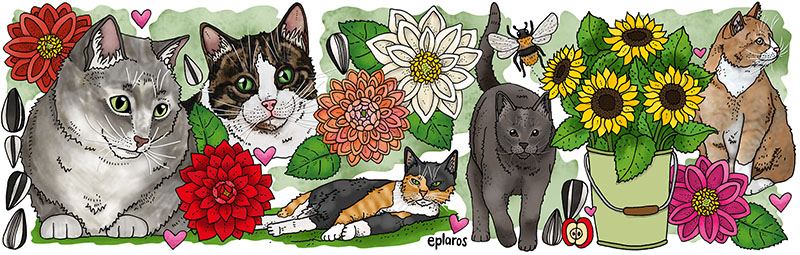 Emaljmugg - Dahlia och blomkatter - 2