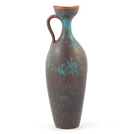 Gunnar Nylund (AKL 1954) Brown/Turquoise Handle Vase 24 cm