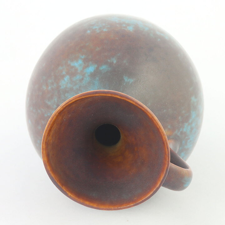 Gunnar Nylund (AKL 1954) Brown/Turquoise Handle Vase 24 cm