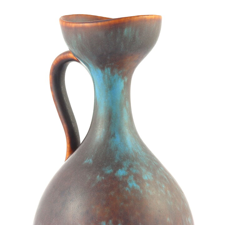 Gunnar Nylund (AKL 1954) Brown/Turquoise Handle Vase 24 cm