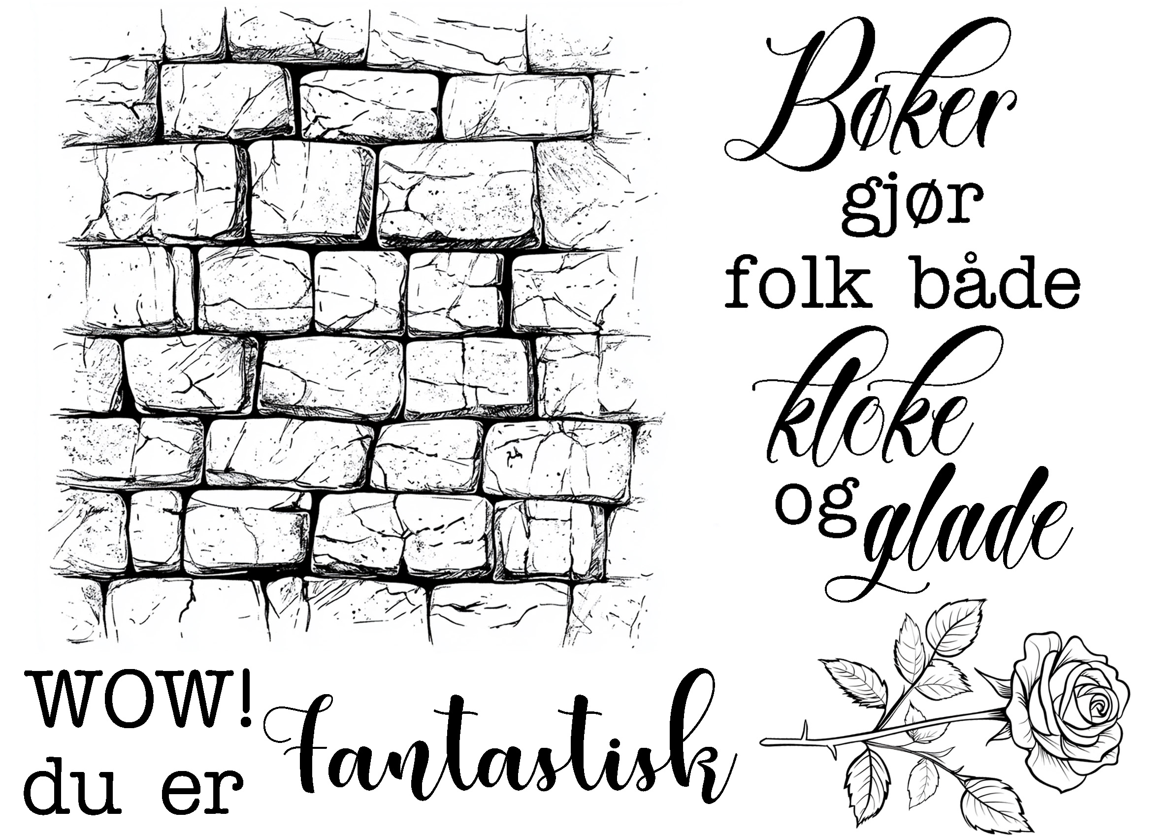 Stämpelset Reprint - The Bookshop Collection  Norsk text -  10 x 7,5 cm