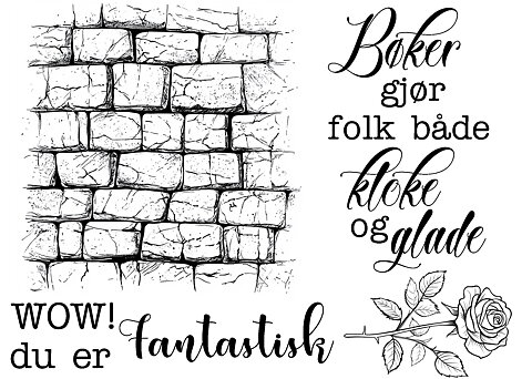 Stämpelset Reprint - The Bookshop Collection  Norsk text -  10 x 7,5 cm