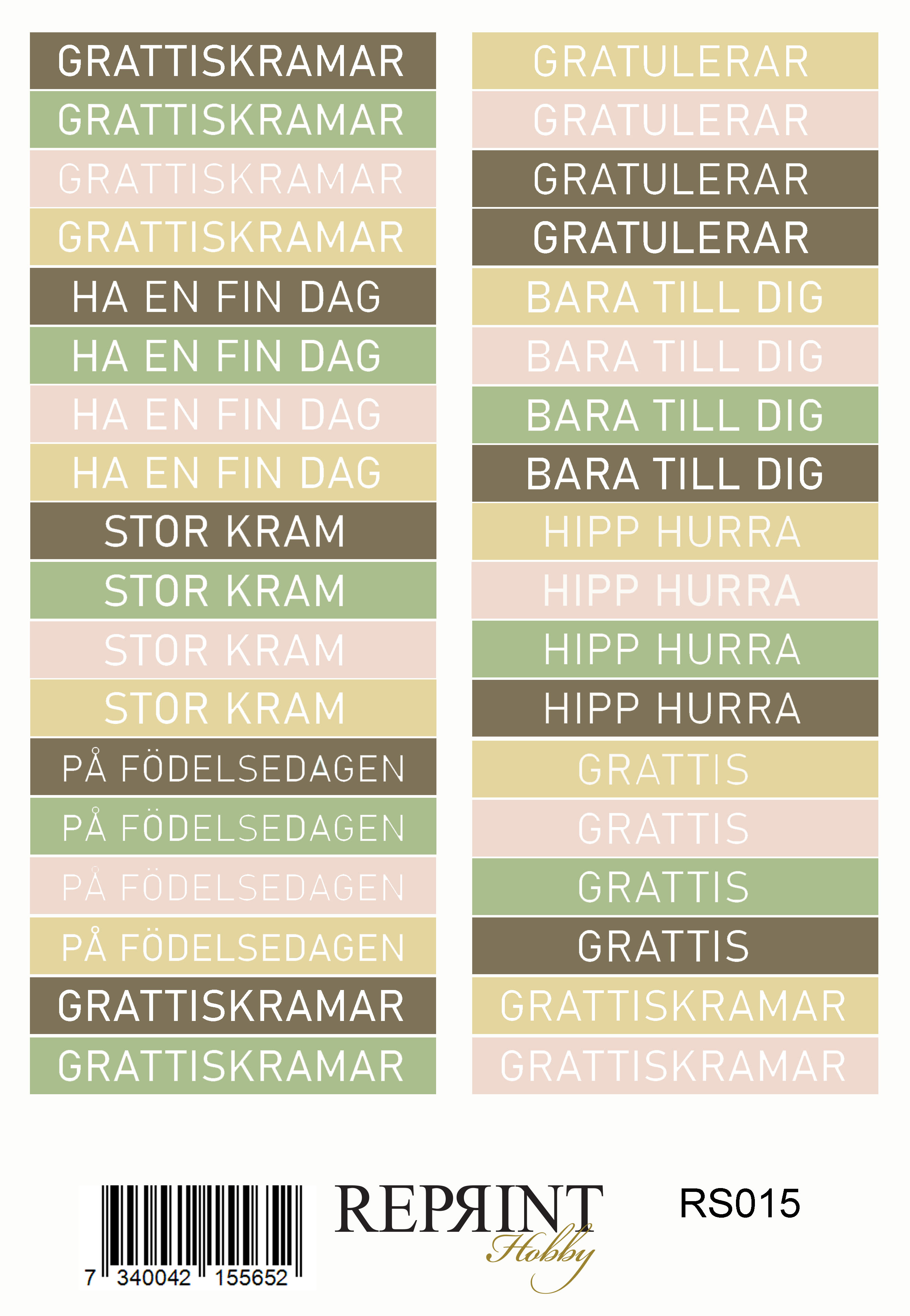 Stickers Reprint - Summer Collection Text Svensk -  11x16 cm